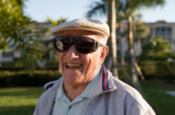 Elderly Gentleman Wearing Glasses after Surgery for his Cataracts